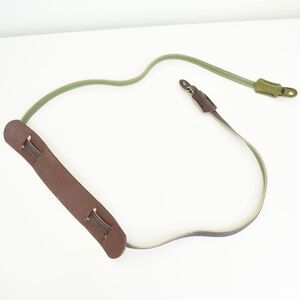 Retro Reversible Brown Olive Leather Skinny 0.25" Camera Strap w/ Neck Support